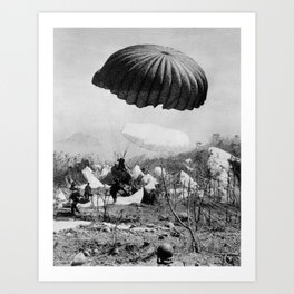 US Paratroopers Landing On Corregidor - WW2 1945 Art Print | Militaryhistory, Corregidorisland, Manilabay, Assaulttroops, Pacifictheatre, Unitedstatesarmy, Army, Pacificwar, Paratroopers, Troopers 