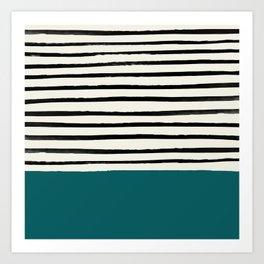 Dark Turquoise & Stripes Art Print