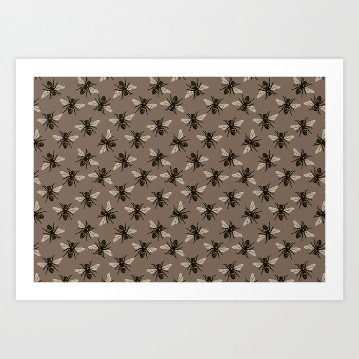 Honey Bee Pattern No. 1 | Bees | Bee Patterns | Save the Bees | Honey Bees |  Art Print