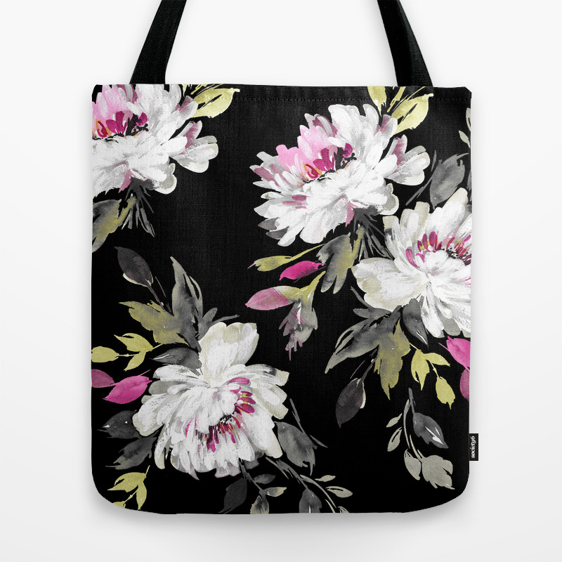 black floral handbag