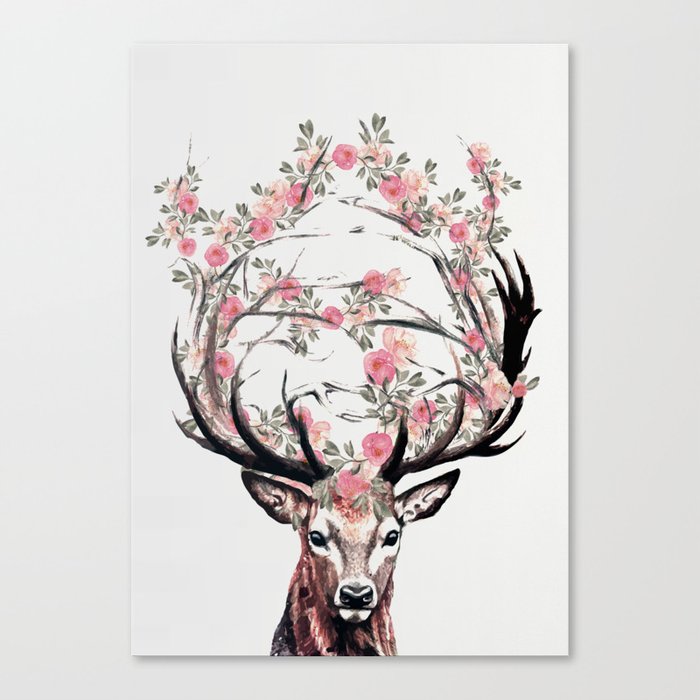 Deer And Flowers Canvas Print By Nadja1 Society6
