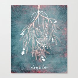 Mistletoe | Always Love | X-Mas | Light Teal & Rosé Canvas Print