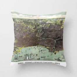 Chicago - Illinois - 1893 vintage pictorial map  Throw Pillow