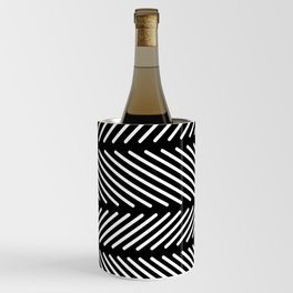 Black and White Minimal Diagonal Line Patch Pattern Wine Chiller