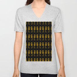 Symmetrical Seahorses Pattern V Neck T Shirt