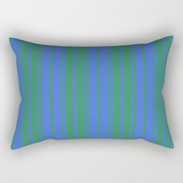 [ Thumbnail: Royal Blue & Sea Green Colored Stripes/Lines Pattern Rectangular Pillow ]