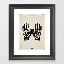 Magic Hands | Digital Blockprint | Reiki Spiritual Healing Etnic Art Print Framed Art Print