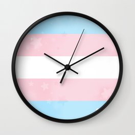 trans pride flag with sparkles Wall Clock