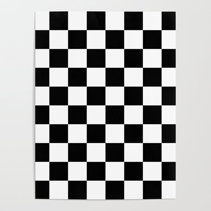 Black and White Checkered Pattern Poster