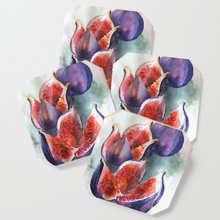 Fig Watercolor Fruits Coaster