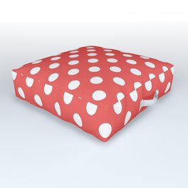 Red And White Pois Polka Dots Pattern Outdoor Floor Cushion