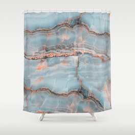 Aqua tone onyx marble Shower Curtain