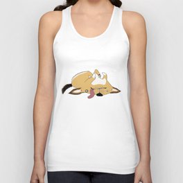 Puppy happily lying on their back Unisex Tank Top