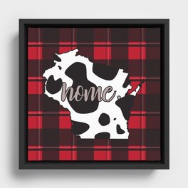 Home Wisconsin Cow and Plaid Print Framed Canvas