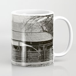 Old Barn and Rail Fence Coffee Mug | Pen, Farming, Wood, Texas, Beautiful, Farm, Rail, Sepiatone, Fence, Beauty 