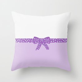 Cute Girly Purple Polka Dot Bow Throw Pillow
