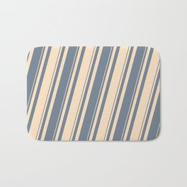 [ Thumbnail: Slate Gray and Bisque Colored Stripes Pattern Bath Mat ]