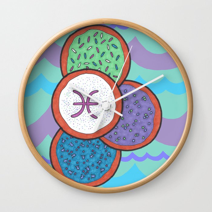 Pisces Astrological Sign Cookies Wall Clock