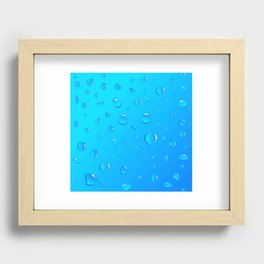 Water Droplets on Blue Background. Recessed Framed Print