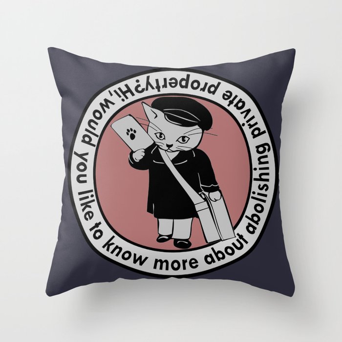 Abolish Private Property Flyer Throw Pillow
