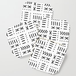 White Black Mud Cloth Pattern Coaster