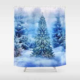 Christmas tree scene Shower Curtain
