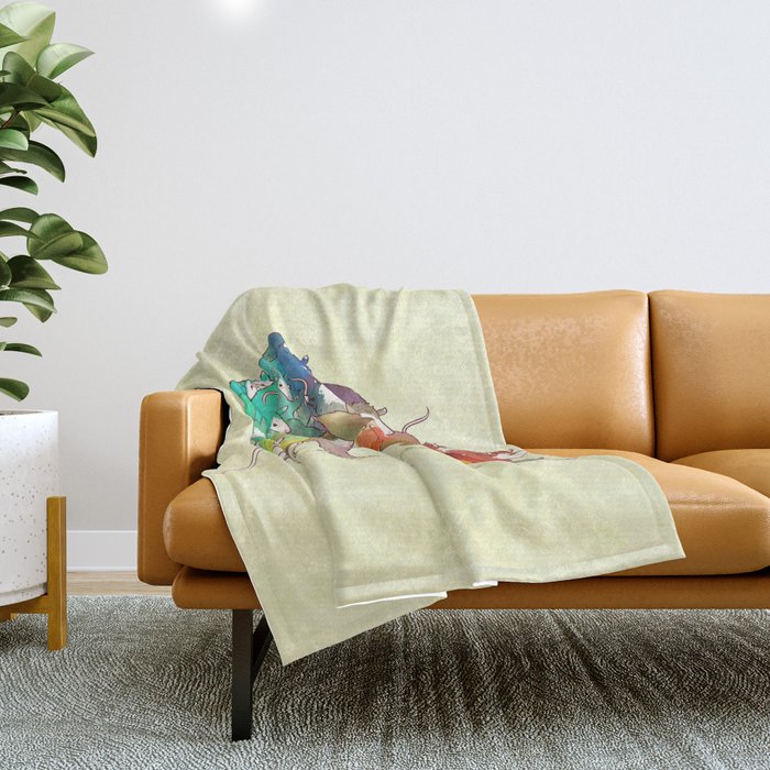 Opossum Rainbow Babies Throw Blanket by dellydel Society6