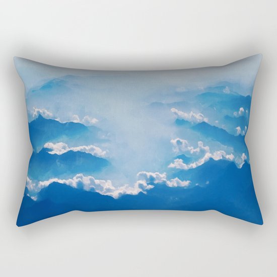 Blue mountains, white clouds Rectangular Pillow