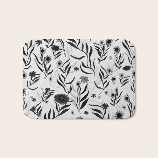 black flowers Bath Mat