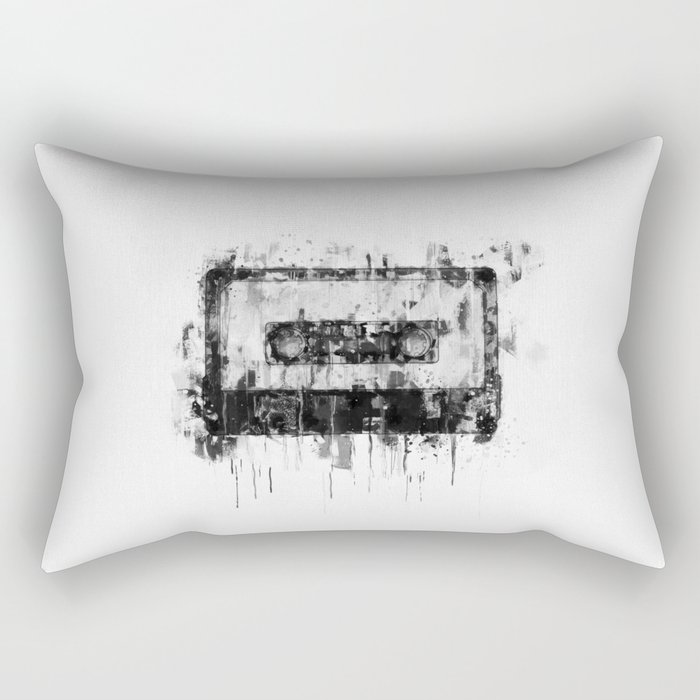 cassette / tape Illustration black and white painting Rectangular Pillow