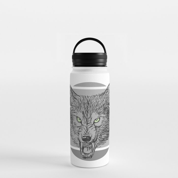 Wolf.  Male print with wolf. Gift for a man, cleft palate, gray wolf Water Bottle