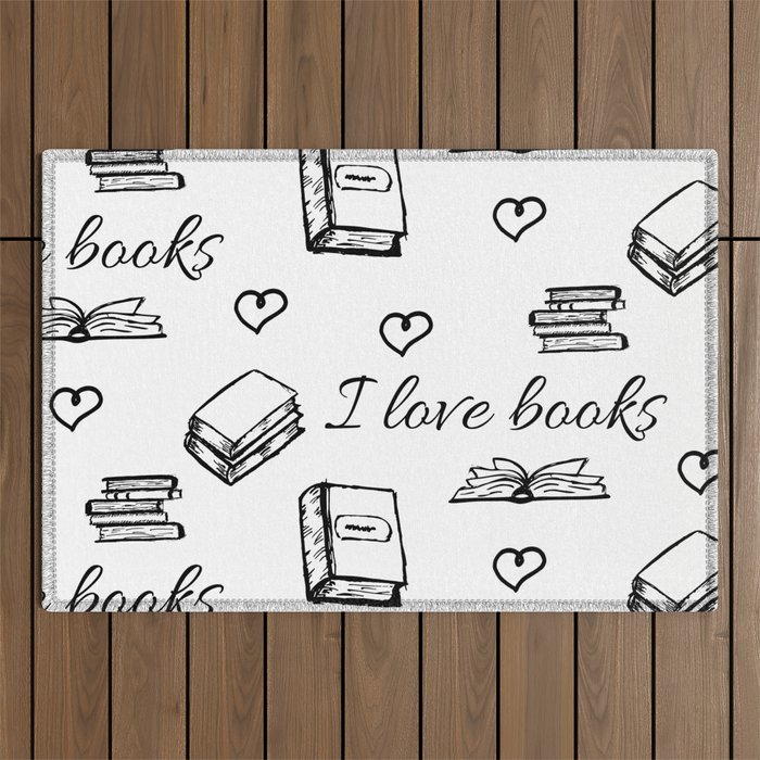 Books Pattern Outdoor Rug