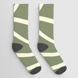 Abstract Mid Century lines pattern -  Green Socks