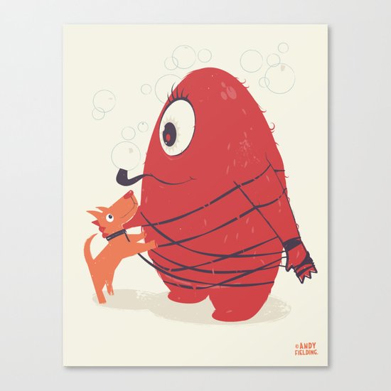 Cyclopes Monster Blob & Orange Dog Canvas Print