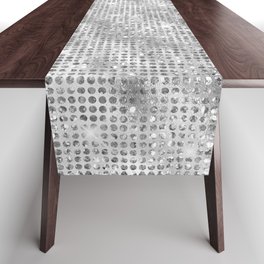 Silver Diamond Studded Glam Pattern Table Runner