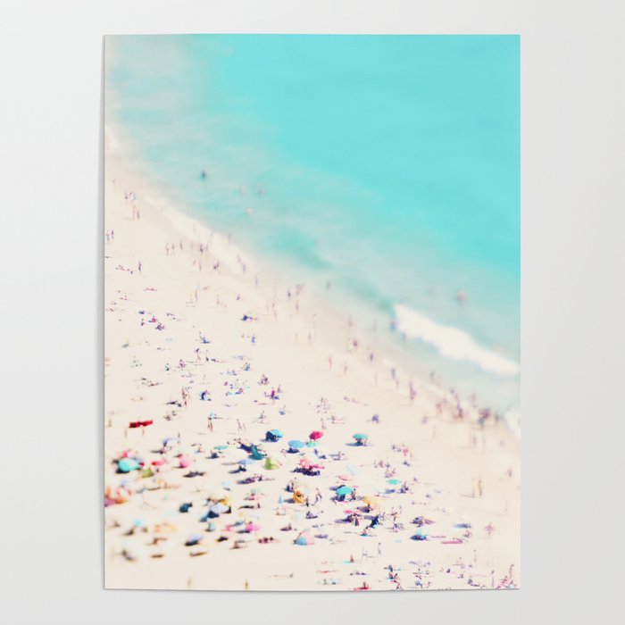 Beach Love - Aerial Beach - Crowded Beach - Pastel - Ocean - Sea - Travel photography Poster