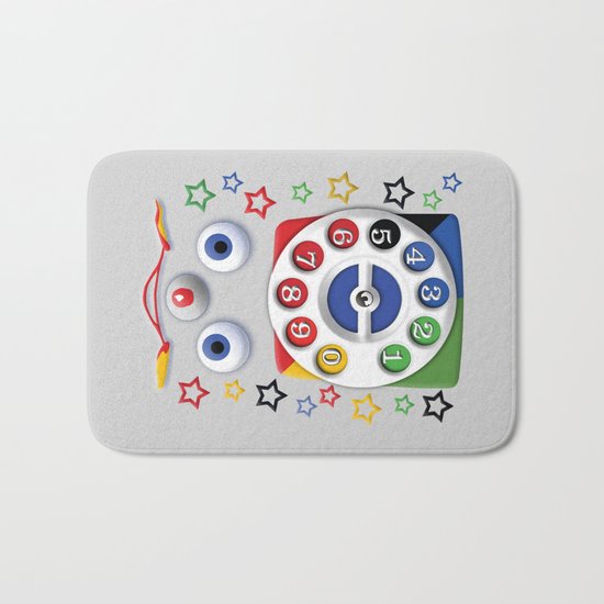 Retro Vintage smiley kids Toys Dial Phone iPhone 4 4s 5 5s 5c, ipod, ipad, pillow case and tshirt Bath Mat