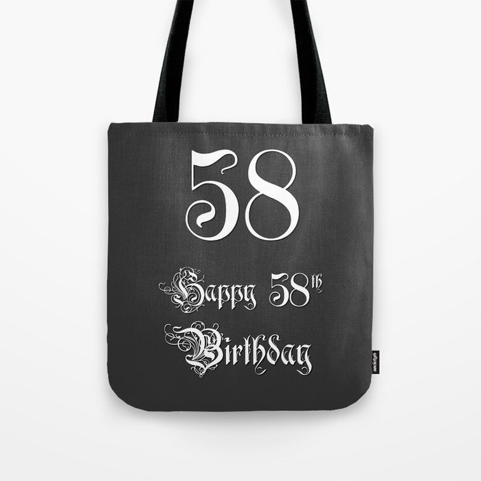 Happy 58th Birthday - Fancy, Ornate, Intricate Look Tote Bag