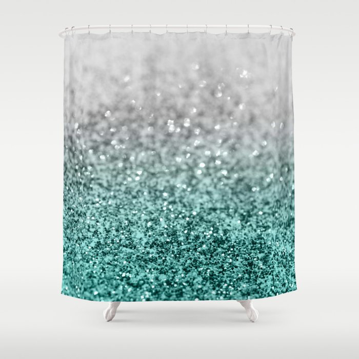 Silver Teal Ocean Glitter Glam #1 (Faux Glitter) #shiny #decor #art #society6 Shower Curtain