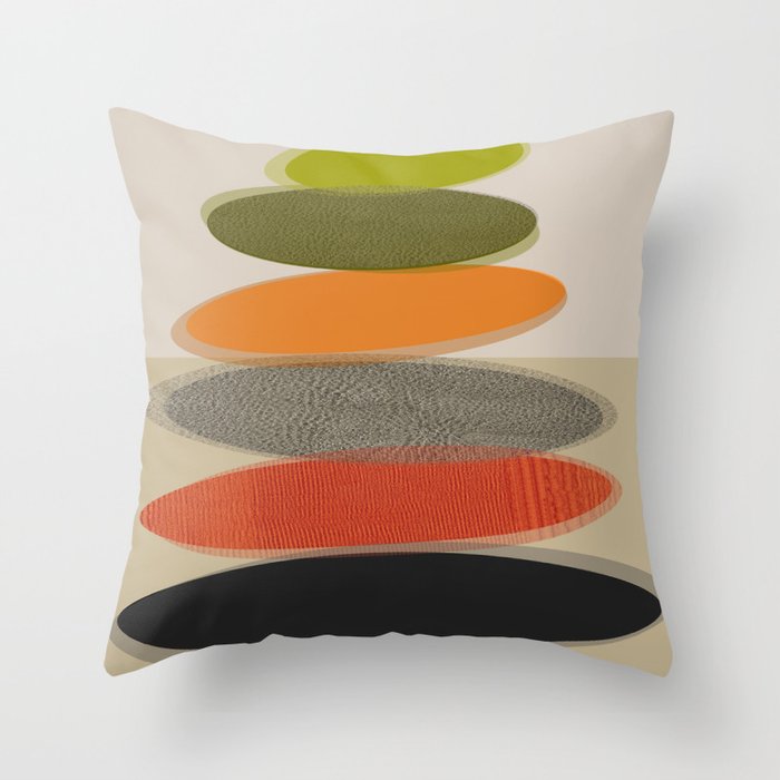 Mid-Century Modern Ovals Abstract Throw Pillow by ...
