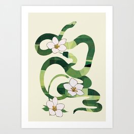 Abstract Snakes in the Flowers 2 Art Print