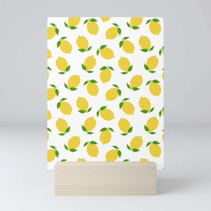 LEMON LEMONS FRUIT FOOD PATTERN Mini Art Print