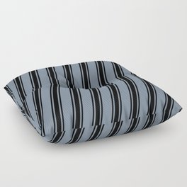 [ Thumbnail: Light Slate Gray and Black Colored Striped/Lined Pattern Floor Pillow ]