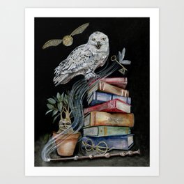 Snowy Owl Still Life Art Print