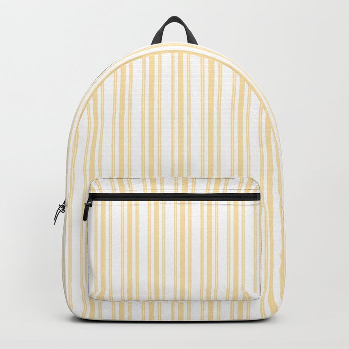Trendy Large Buttercup Yellow Pastel Butter French Mattress Ticking Double Stripes Backpack