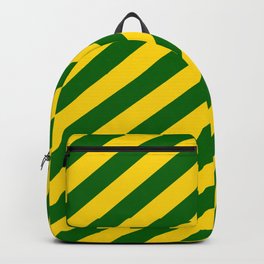 [ Thumbnail: Yellow & Dark Green Colored Lined Pattern Backpack ]
