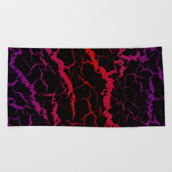 Cracked Space Lava - Purple/Red Beach Towel