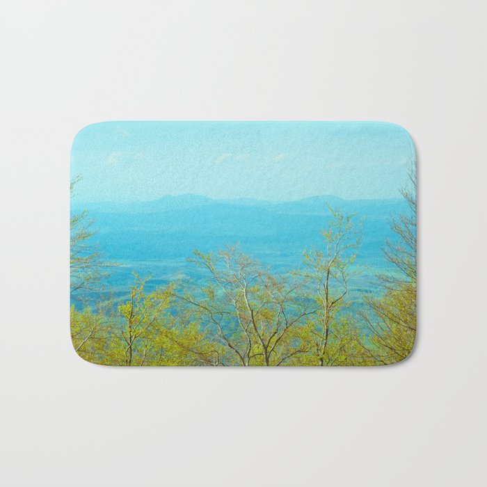 Deciduous beech forest view in spring, mountain landscape Bath Mat