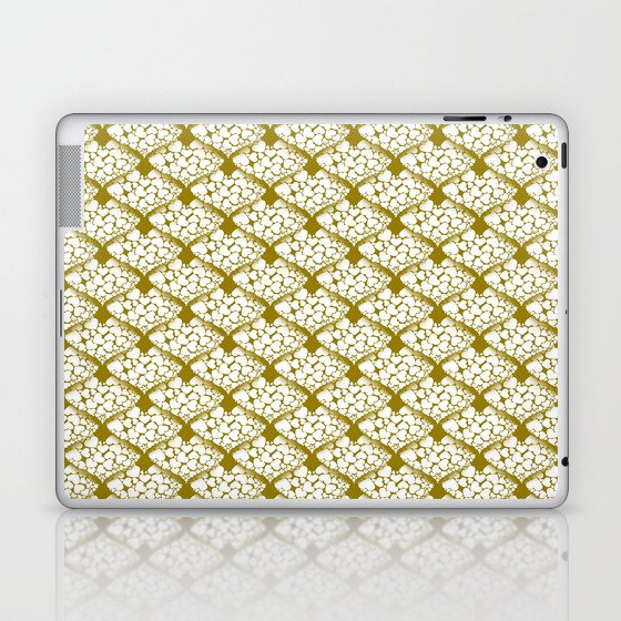 When Hearts Meet Together Pattern - White Hearts (On Yellow) Laptop & iPad Skin