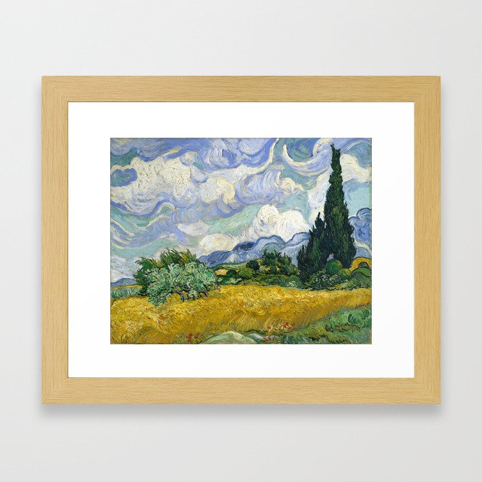 Van Gogh, Wheat Field with Cypresses, 1889 Framed Art Print